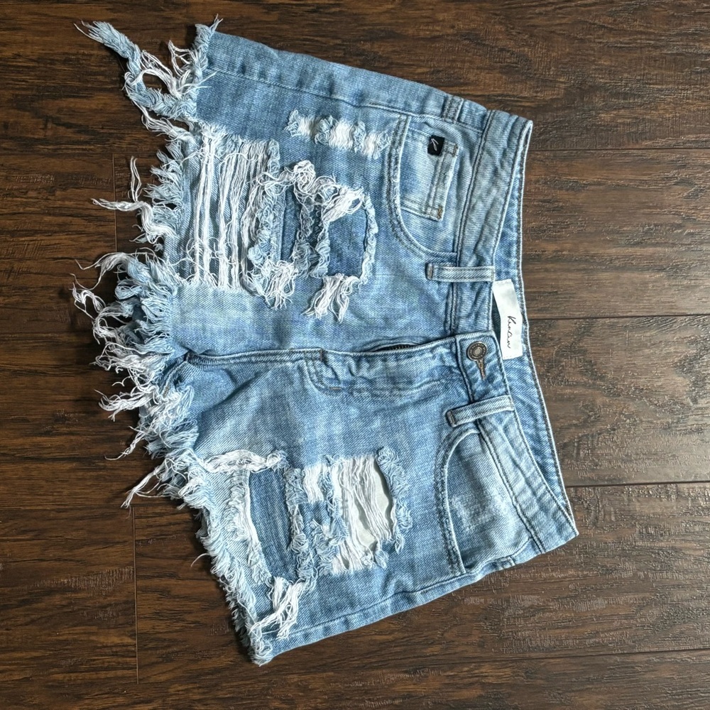 KanCan Distressed Light Blue Jean Shorts